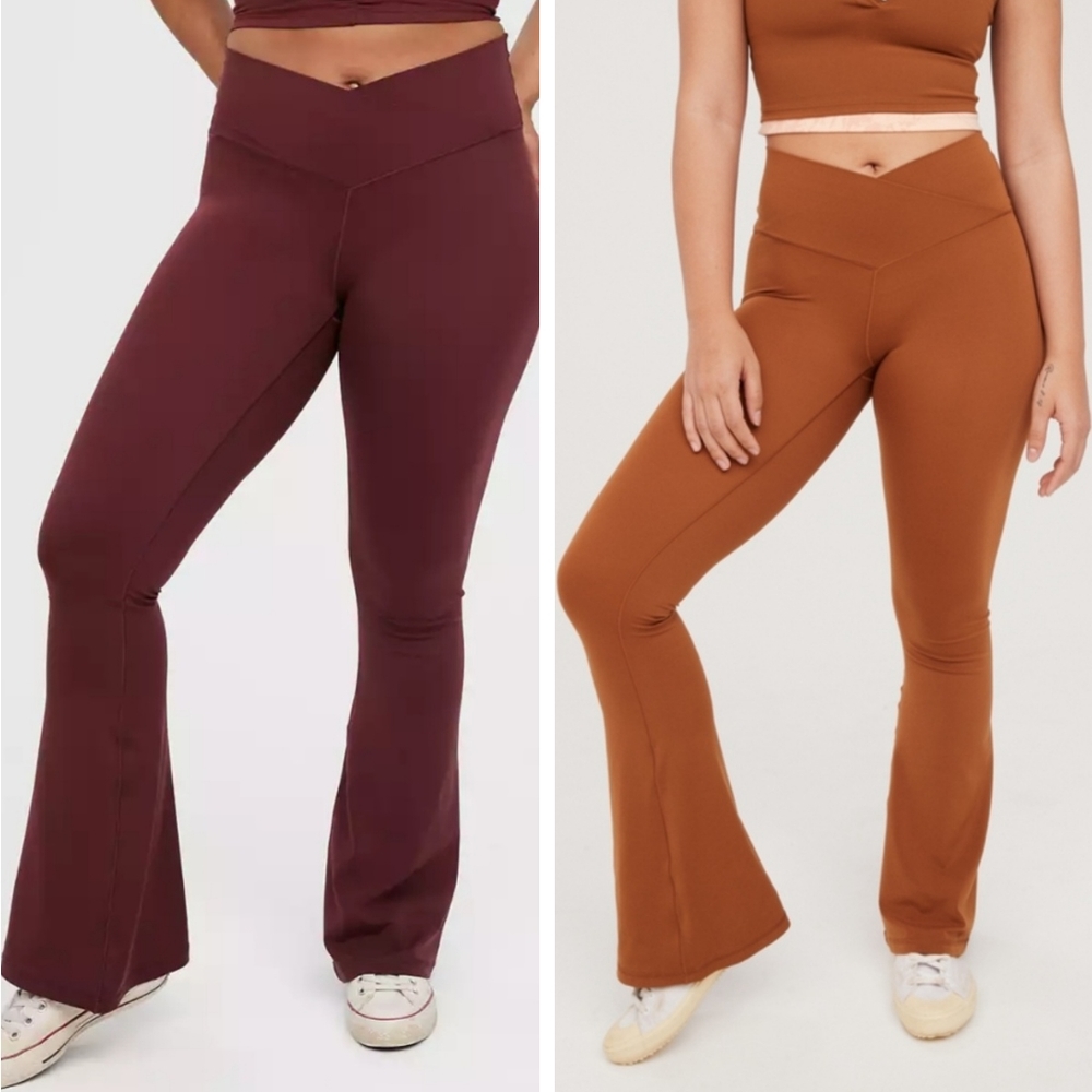 Aerie Real me High Waisted Crossover Flare Leggings